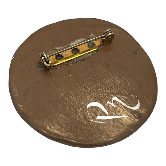 Vintage Pin Brooch Ceramic Hand Painted Sunflower Retro 5T - Picture 2 of 3